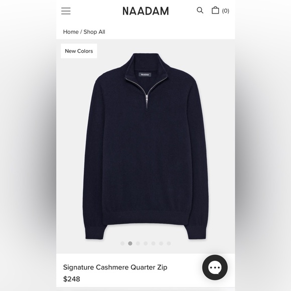 Naadam 100% Cashmere Quarter Zip Sweater in Navy, size L - Picture 1 of 6